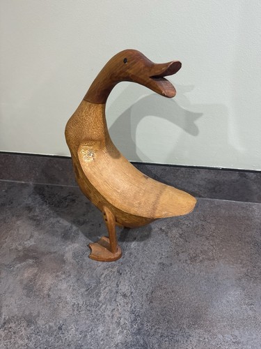 Carved wooden duck decorative - carved,