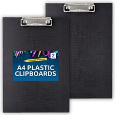 2PK Clipboard A4 Black PVC Plastic Holder Filing Writing Board for Office School