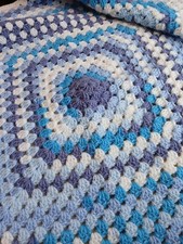 Retro Hand Crochet Baby/ Lap Blanket. Approx 28x28 Inches.  Proceeds To Charity