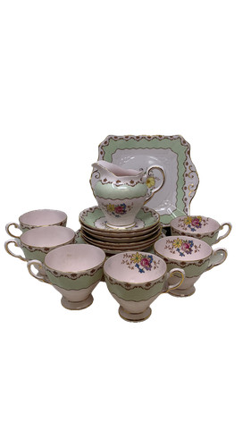 Tuscan tea set pink - tea, bone