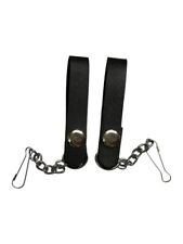Scottish Black Leather Pair of Sporran Suspenders with Chain and Hook