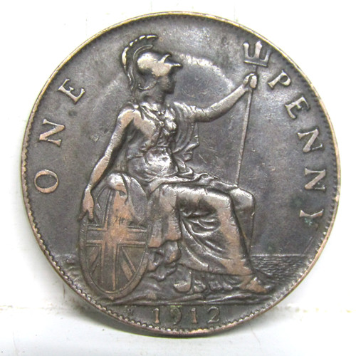 1912h one penny coin - 1912h, british