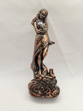 Vintage Female Statue Sculpture Cigarette Lighter Copper Tone Good Working Order