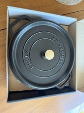 STAUB Cast Iron Dutch Oven 28cm 5.6l /6-qt Shallow Round Cocotte, Matte Black