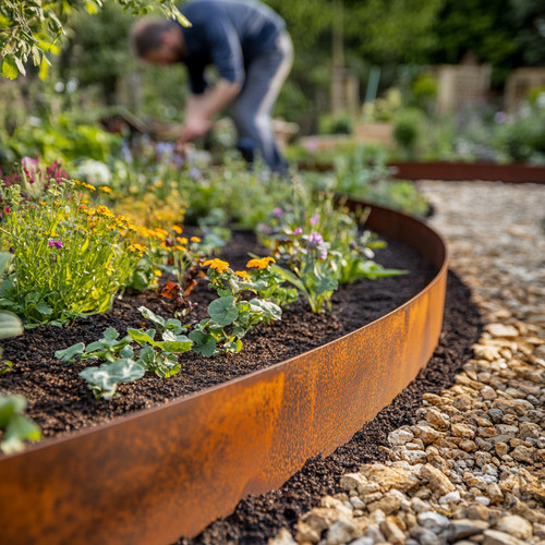 10m edging metal garden - 10m, corten