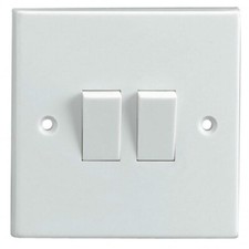 White 2 Gang 2 Way Light Switch Plastic Double CE Approved Wall Switches
