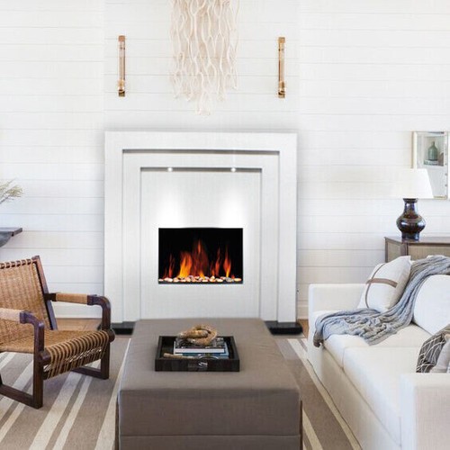 White electric fireplace - electric, fire