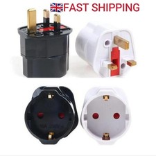 Schuko European to UK Plug Adapter Converter 2 Pin to 3 Pin Travel Adapter Mains