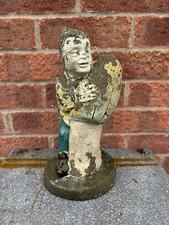 Vintage 1960s Concrete Garden Gnome & Mushroom – Weathered Paint – 30cm 