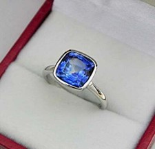 3.25 Ct Blue Sapphire  925 Sterling Silver Handmade Ring Gift For Her