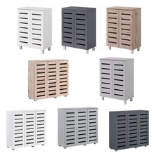 Euston 2 & 3 Door Wooden Shoe Storage Cabinet Rack Stand Cupboard Slatted Doors