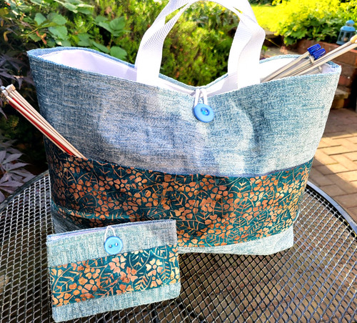 Large blue knitting bag - large,