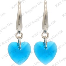 Aqua Heart Earrings Hook 925
