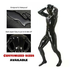 Latex Amine Mens Black Full Body Catsuit Eyes Mouth Open Role Play Fetish Gimp