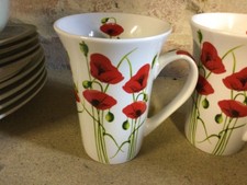 dunelm poppy tall mugs x 2 new