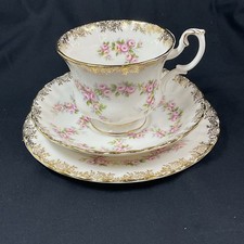 Royal Albert Dimity Rose Trio Cup Saucer Side Plate Bone China Vintage Tea party