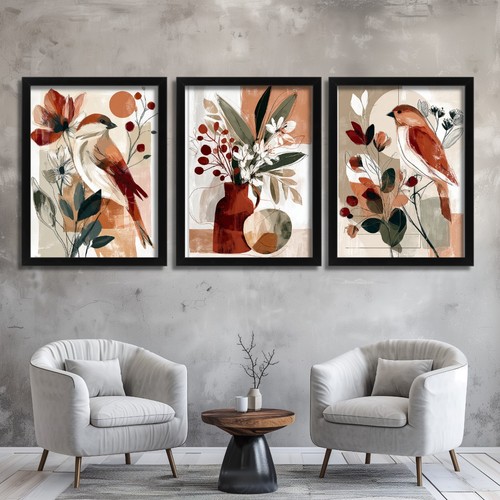 Rustic bird botanical wall - rustic,