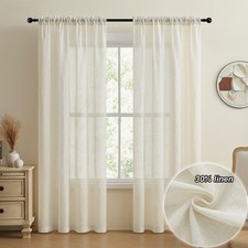 2 Panels Sheer Linen Curtains