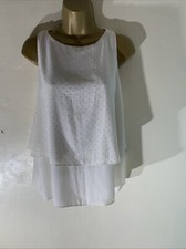 Womens Next Uk 12 Cream Sleeveless Studded Overlay Casual Blouse Shirt Top