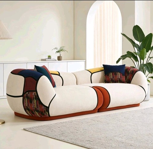 Modern curved sofa chenille - modern,