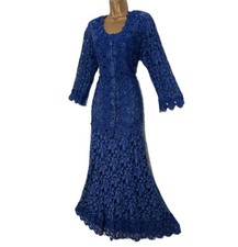 Ann Balon mother of the bride outfit size M 12 14 wedding blue lace Italy 3pc