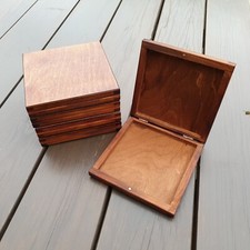 Wooden boxes, for CDs, Set 5, closed with a magnet, in brown color