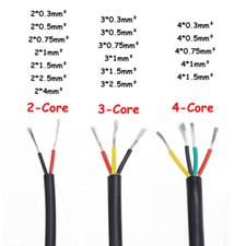 2/3/4-Core 0.3mm²~4mm² Silicone Rubber Cable Tinned Copper Wire Soft Power Cable