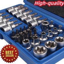 34pcs Torx Star Socket & Bit Set Male Female E & T Sockets with Torx Bits + Case
