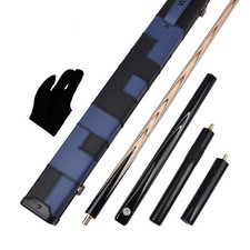 WAYMARK 57" 9.5mm 18.5oz 3/4 Snooker Cue & Case Ebony Blue Handmade Snooker Cues