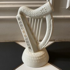 Irish Parian Donegal China Harp Ornament Ireland Celtic Pattern Ornament