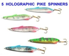 5 HOLOGRAPHIC 12g PIKE SPINNERS SPINNER BAIT LURES PERCH TROUT SALMON TOBY SPOON