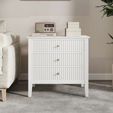 Large 3 Drawer Bedside Table - Hales White Range