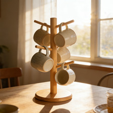 Wooden Tree 6 Tea Mugs