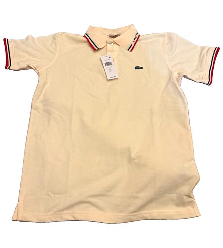 Lacoste cream solid polo shirt - polo,