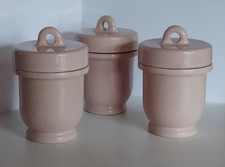 Taylor, Tunnicliff & Company - Three (3) Pale pink Egg Coddlers - c1926-1931   