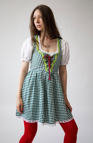 Vintage gingham dirndl dress - gingham,