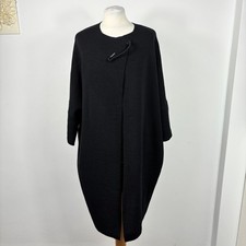 Crea Concept Wool Blend Oversized Cardigan Jacket Size 38 UK 10 Black Pin Trim