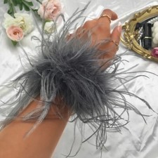 1 Pair FULL VOLUME Ostrich Feather Cuff Snap Bracelet 20+ Colours! High Quality
