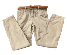 ZARA Boys 100% Cotton Khaki/Beige Trousers Original Belt Four Pockets 7-8 Years