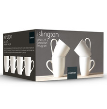 Carnaby White Porcelain Mugs Set of 4 Ceramic Coffee & Tea Kitchen Mug Gift Sets