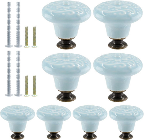 8pcs light blue - blue, knobs