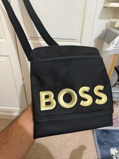 Hugo Boss Cross Body Bag Men’s Unisex Black With Gold Brand Original