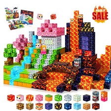 48-150Pcs Mine!craft Magnetic Building Blocks Set Educational Toy Christmas Gift