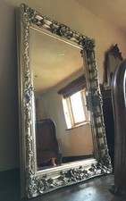 Antique Silver  Large Statement Swept French Dress Leaner Floor Wall Mirror 6ft