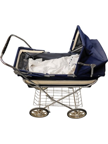 Vintage blue doll pram with - vintage,