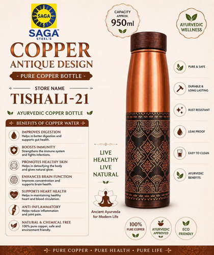 Pure copper water bottle - pure,