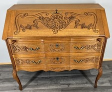 Secretaire Writing Desk Vintage French Louis Oak Rare Bureaux Cabinet LOT 4488