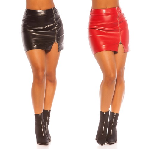 Mini skirt leather look - skirt, front