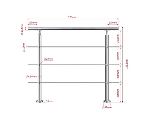 Stainless steel handrail with