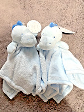 Pure Baby Comforters X 2 Blue Dinosaur Blankie Blanket Soft Plush TJM BNWT 